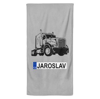 Osuška SPZ se jménem – černý kamion (Jméno: Jaroslav, Velikost osušky: 70x140cm)