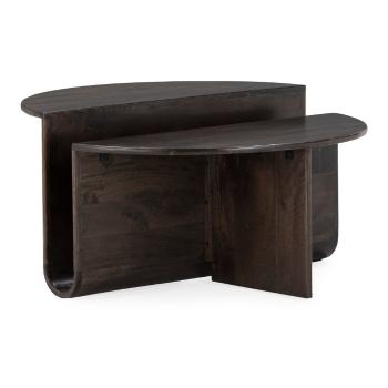Sötétbarna mangófa kerek dohányzóasztal ø 80 cm Divya – MOME