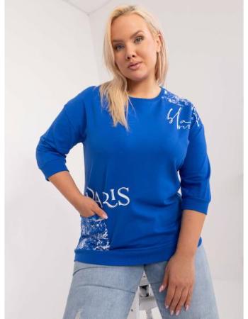 Dámská halenka s nápisem plus size kobaltově modrá 