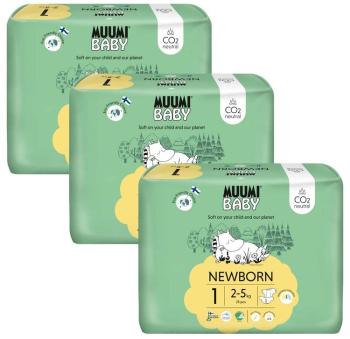 MUUMI Baby 1 Newborn 2-5 kg (75 ks), měsíční balení eko plen