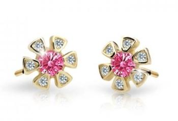 Cutie Jewellery Zlaté dětské náušnice C2156-30-X-1 fuchsiová