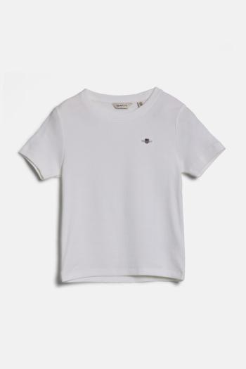 TRIČKO GANT SHIELD SLIM RIBBED T-SHIRT WHITE