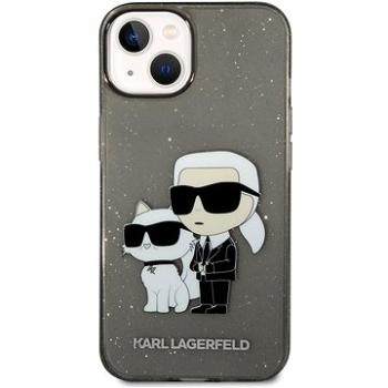 Karl Lagerfeld IML Glitter Karl and Choupette NFT Zadní Kryt pro iPhone 14 Black (KLHCP14SHNKCTGK)