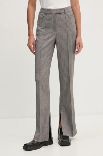 Kalhoty Remain Herringbone Slim Pants dámské, šedá barva, široké, high waist, 5018733038