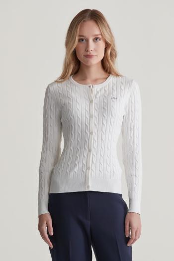 SVETR GANT STRETCH COTTON CABLE CARDIGAN EGGSHELL