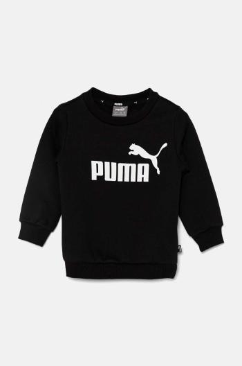 Dětská mikina Puma ESS Big Logo Crew FL B černá barva, s potiskem