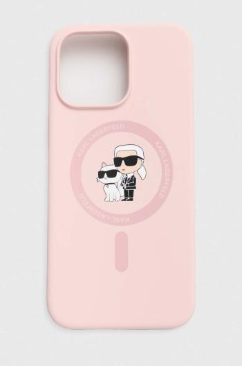 Obal na telefon Karl Lagerfeld iPhone 15 Pro Max 6.7 růžová barva, KLHMP15XSCMKCRHP