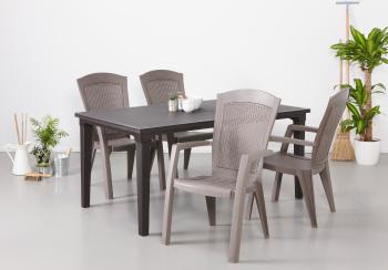 Elvisia Záhradný set FINN 4 + 1 | hnedá/cappuccino