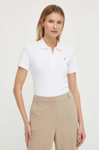 Polo tričko Tommy Hilfiger bílá barva, WW0WW42047