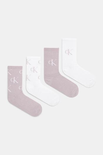 Ponožky Calvin Klein Jeans 4-pack dámské, fialová barva, 701229463