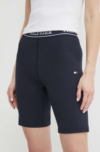 Kraťasy Tommy Hilfiger dámské, tmavomodrá barva, hladké, high waist, WW0WW41496