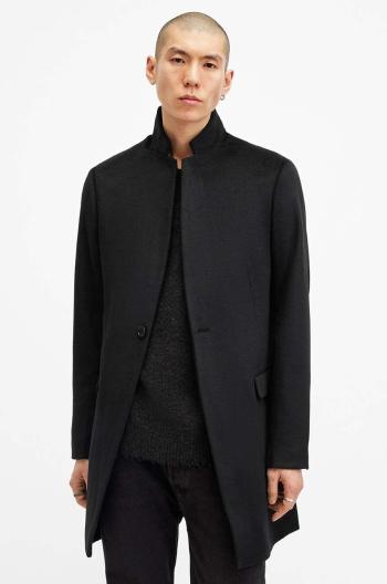 Kabát s příměsí vlny AllSaints HARGROVE COAT černá barva, přechodný, M038OB