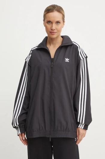 Mikina adidas Originals Oversized Zip Off Tracktop dámská, černá barva, JM9251