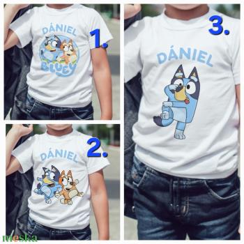 Bluey póló névvel