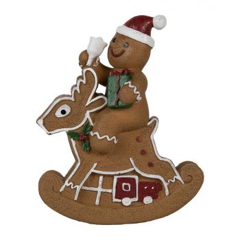 Vánoční dekorace Perníček na houpacím jelínkovi Gingerbread - 11*5*12 cm 6PR4195