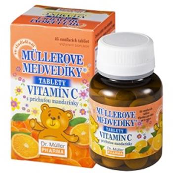 DR.MULLER Müllerove medvedíky® cmúľacie tablety s príchuťou mandarínky a vitamínom C 45 ks