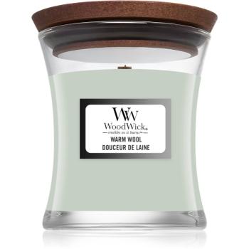 Woodwick Warm Wool vonná svíčka s dřevěným knotem 85 g