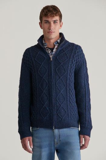 SVETR GANT CABLE ZIP CARDIGAN EVENING BLUE