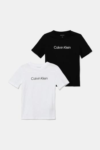 Detské bavlnené tričko Calvin Klein Jeans 2-pak čierna farba, s potlačou, IU0IU00690