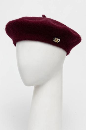 Vlněný baret Lauren Ralph Lauren červená barva, vlněný, 454960168