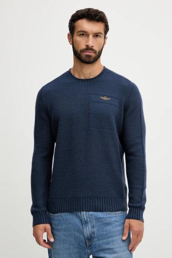 Vlnený sveter Aeronautica Militare tmavomodrá farba, ľahký, MA1586UL00904