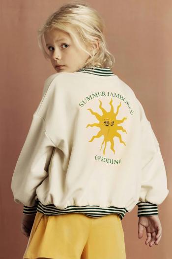 Detská bavlnená mikina Mini Rodini Sun béžová farba, s potlačou, 2562010811