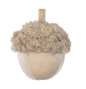 Béžový plyšový dekorační žalud Acorn beige - Ø 11*15cm DCFEC15