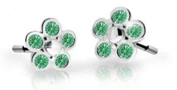Cutie Jewellery Dětské kytičkové náušnice z bílého zlata C2744-30-X-2 zelená