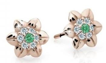 Cutie Jewellery Krásné dětské náušnice z růžového zlata C2202-30-X-4 zelená
