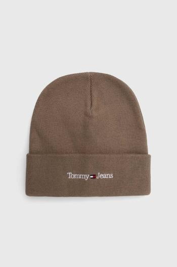 Čepice Tommy Jeans béžová barva, z tenké pleteniny