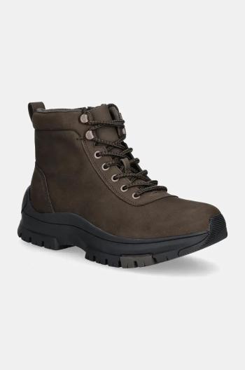 Kožené trapery Calvin Klein Jeans HYBRID WP BOOT LACEUP REBELLIOUS pánské, hnědá barva, YM0YM01077