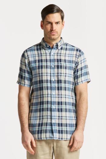 KOŠILE GANT REG LINEN MADRAS SHIRT SS MARINE