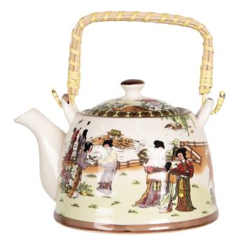 Porcelánová konvice na čaj s japonskými motivy - 18*14*12 cm / 0,8L 6CETE0064