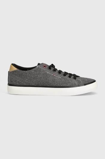 Tenisky Tommy Hilfiger TH HI VULC LOW CHAMBRAY pánské, černá barva, FM0FM04945