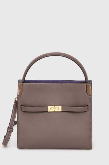 Kožená kabelka Tory Burch Lee Radziwill Small Double šedá barva, 80735.093