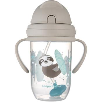 Canpol babies Exotic Animals Cup With Straw hrnek s brčkem Gray 270 ml