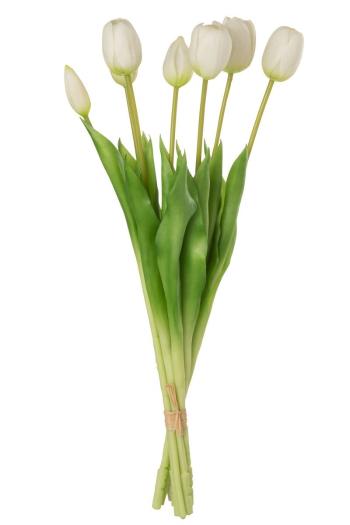 Kytice 7ks bílých realistických tulipánů Tulips - 45cm 32902