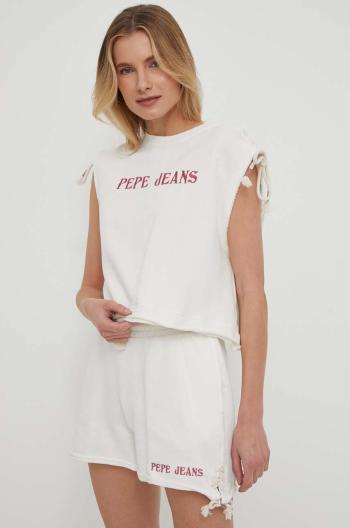 Bavlněný top Pepe Jeans Kendall béžová barva, PL581424