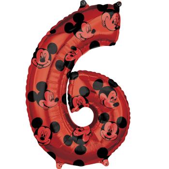 6-os midi szám fólia lufi - Mickey Mouse 66cm