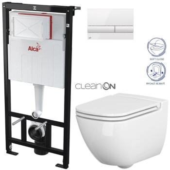 ALCADRAIN Sádromodul předstěnový instalační systém s bílým tlačítkem M1710 + WC CERSANIT CLEANON CASPIA + SEDÁTKO AM101/1120 M1710 CP1