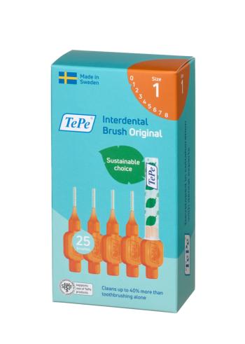 TePe Original mezizubní kartáčky z bioplastu 0,45 mm, oranžové, 25 ks