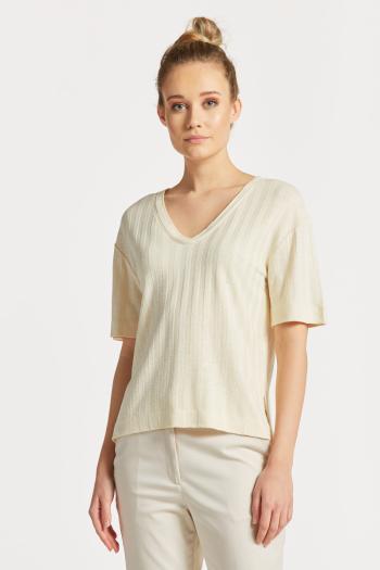 TRIČKO GANT LINEN RIB SS V-NECK LINEN