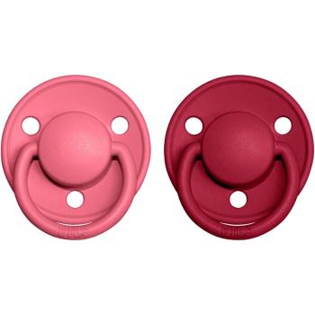 BIBS De Lux Natural Rubber Size 1: 0+ months dudlík Coral / Ruby 2 ks