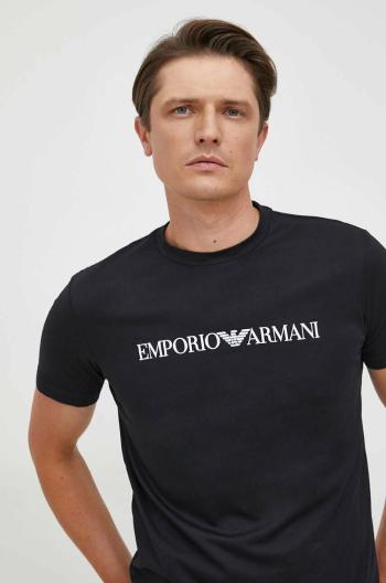 Bavlněné tričko Emporio Armani tmavomodrá barva, s potiskem, 8N1TN5 1JPZZ