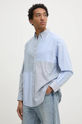 Bavlněná košile Desigual ALVA modrá barva, relaxed, s límečkem button-down, 24WMCW07