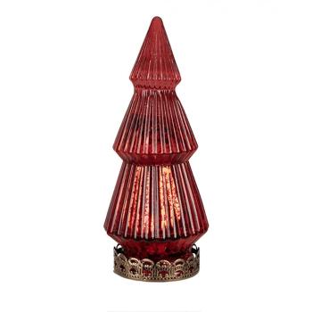 Červený skleněný dekorační svítící stromek LED Tree - Ø 7*16 cm  6GL4569R