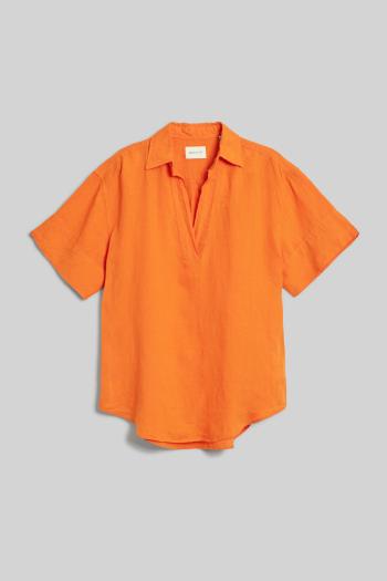 KOŠILE GANT REL LINEN POPOVER SS SHIRT PUMPKIN ORANGE