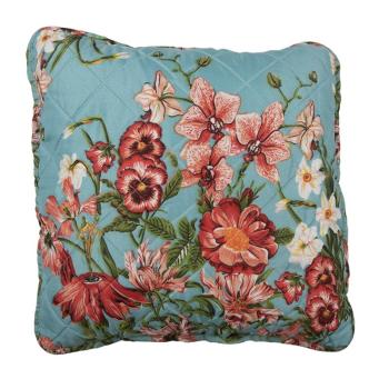 Modrý povlak na polštář s květinovým motivem Flowery - 40*40 cm Q197.020