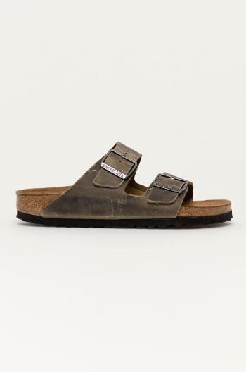 Kožené pantofle Birkenstock Arizona dámské, zelená barva