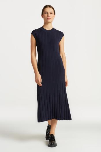 ŠATY GANT RIB KNIT SLEEVELESS C-NECK DRESS EVENING BLUE